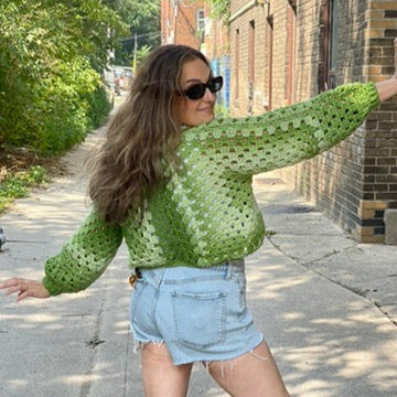 Custom Plus Size Granny Stitch Cardigan - Stripes