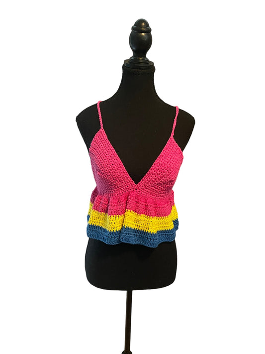 Crocheted Ruffle Crop Top - size S