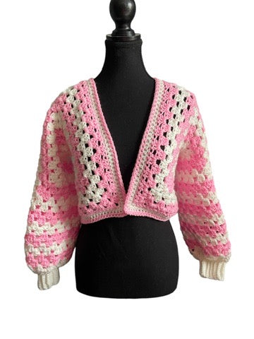 Custom Plus Size Granny Stitch Cardigan - Stripes