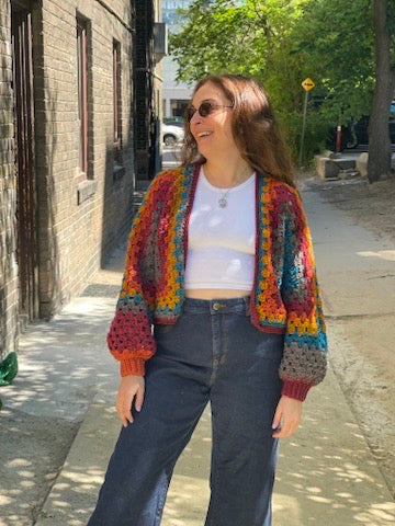 Custom Granny Stitch Cardigan - Solid Colour
