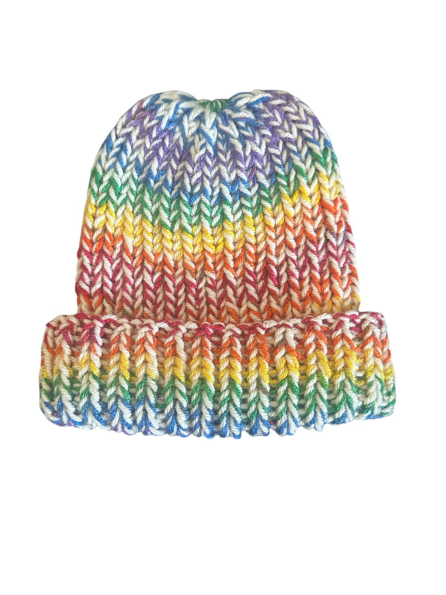 Rainbow ombré knit beanie