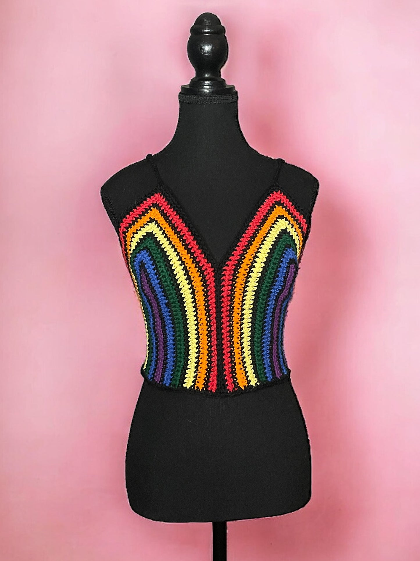 Pride Flag Crocheted Crop Top - size 3XL
