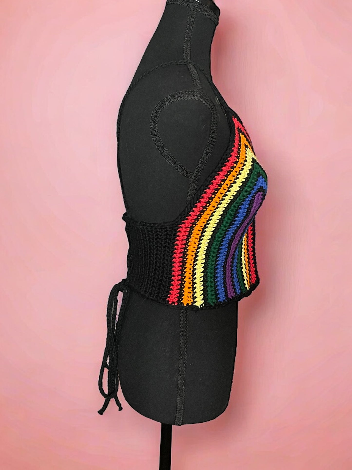 Pride Flag Crocheted Crop Top - size 3XL