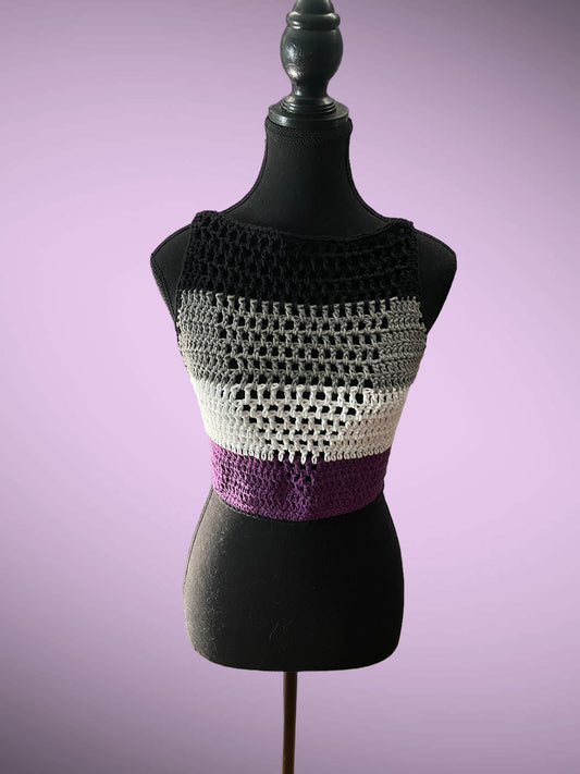 Ace Flag Crocheted Crop Top - size M
