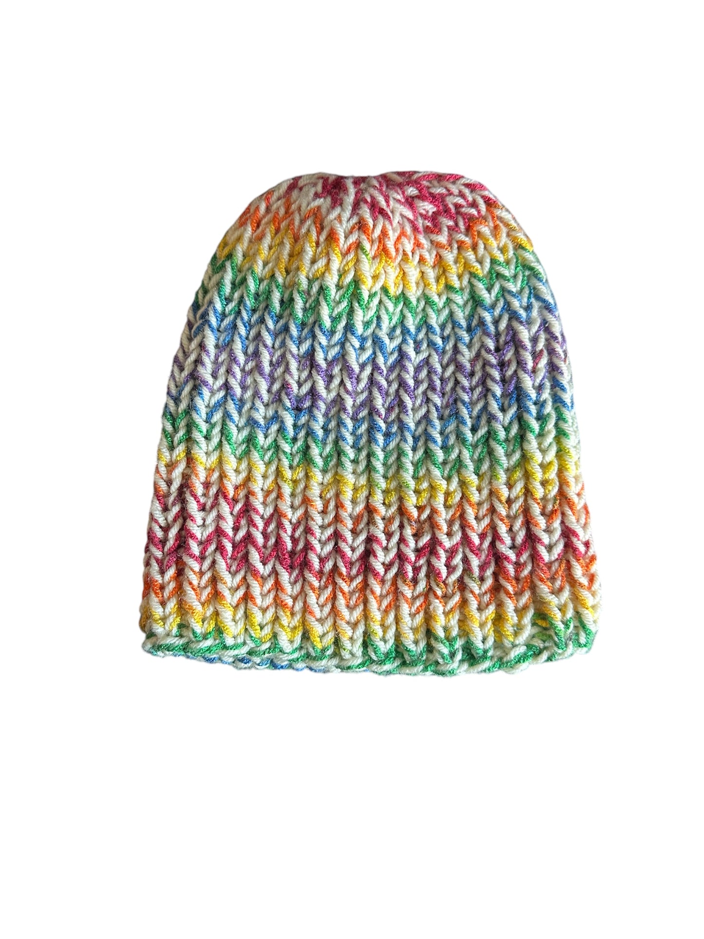 Rainbow ombré knit skull beanie